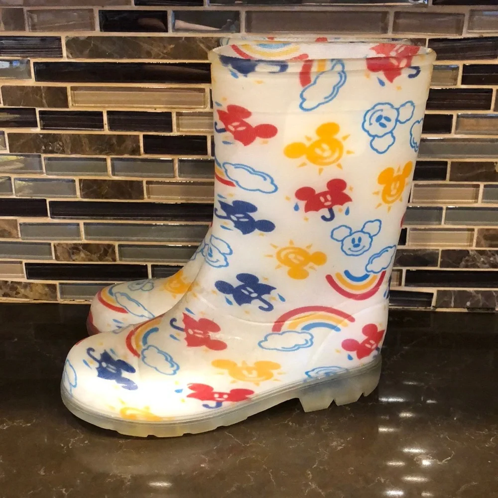Disney Resorts Tokyo Mickey‎ Mouse rainbow rubber rain boots size S (1-2year)